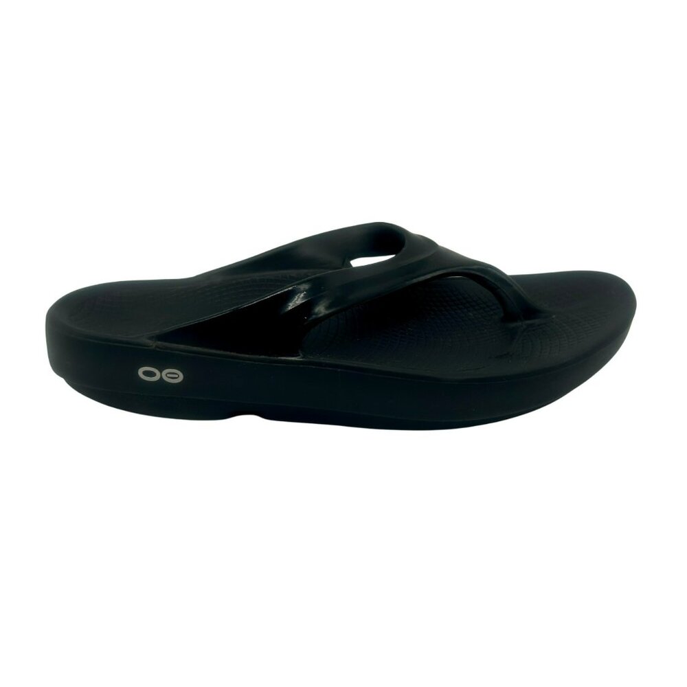 Oofos OOlala Sandal Women 8 Black Thong Flip Flop Recovery Slip On Active Ortho